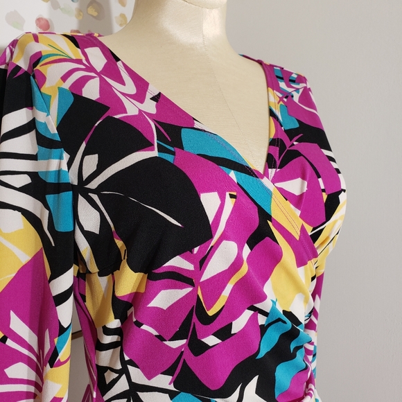 Kasper geometric floral wrap dress size 4 - Picture 3 of 7